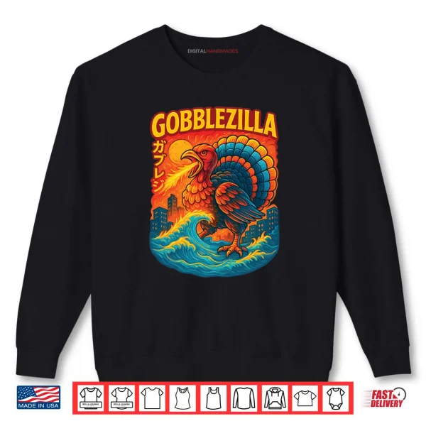 Sweatshirt Vintage Cool Turkey Day Thanksgiving Gobblezilla Shirt