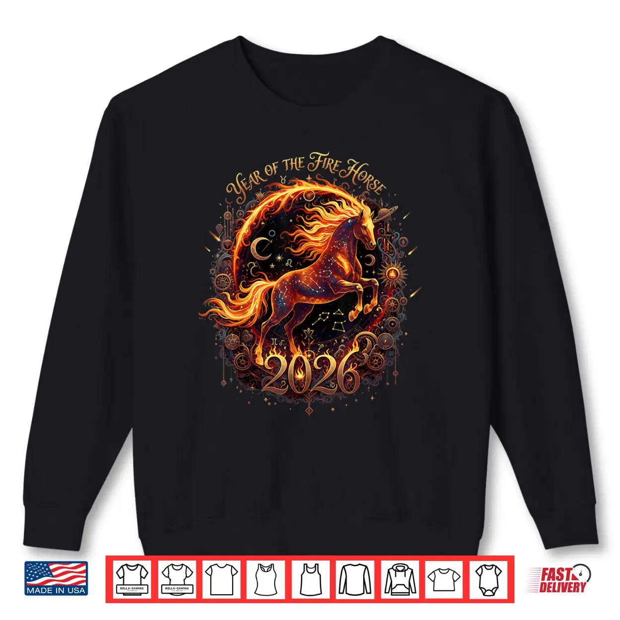 Year of The Fire Horse 2026 Lunar Chinese New Year Zodiac Shirt Year of The Fire Horse 2026 Lunar Chinese New Year Zodiac Shirt