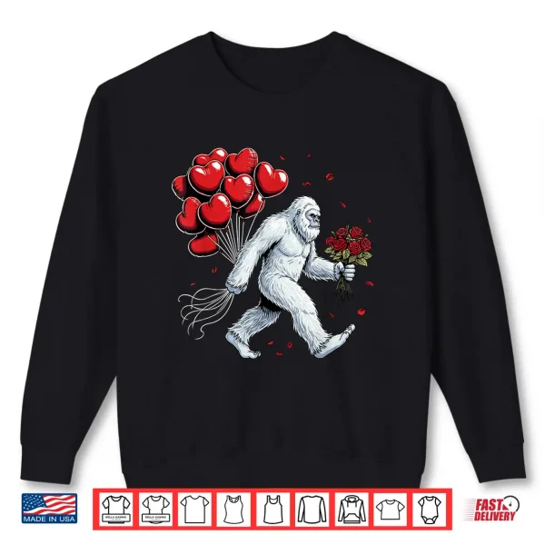 Sweatshirt Yeti Valentines Day Funny Abominable Snowman Hearts Love Shirt