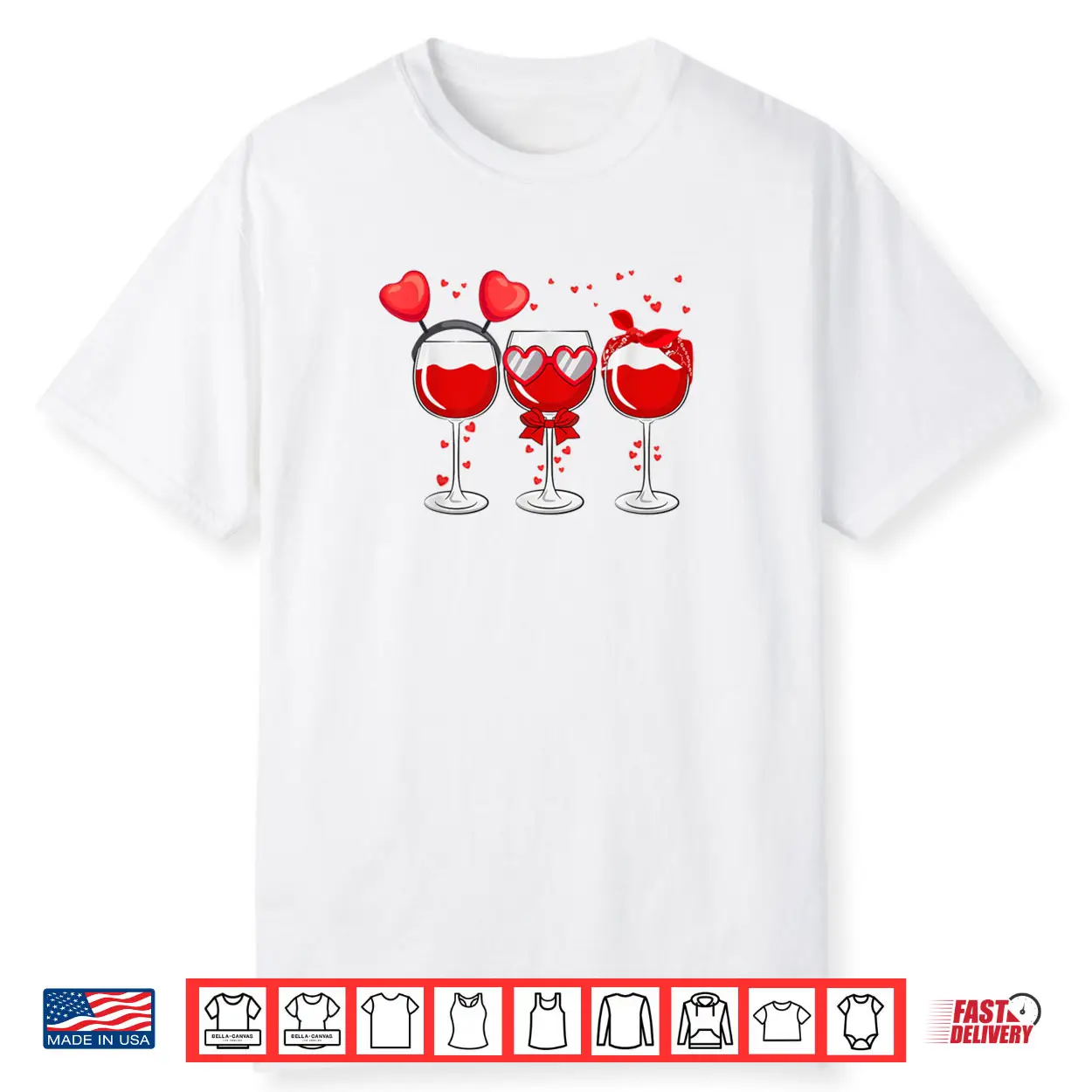 Three Glasses Wine Heart Love Drink Wine Valentine Day Shirt Three Glasses Wine Heart Love Drink Wine Valentine Day Shirt