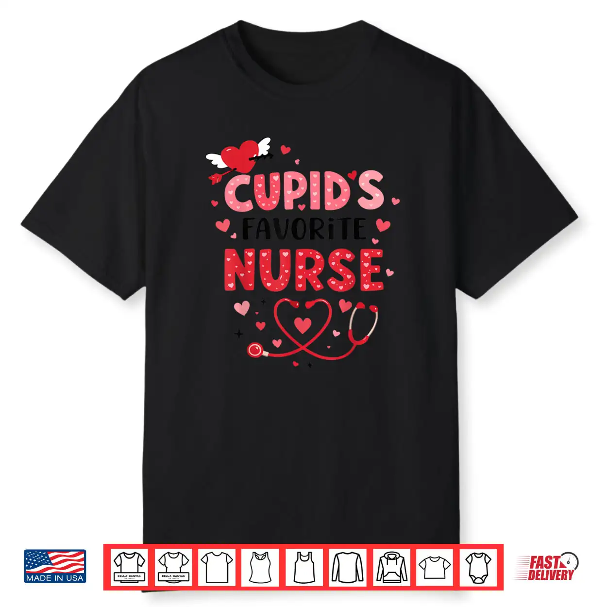 Valentine Cupid’s Favorite Nurse ER Heart Girl Women Men Shirt Valentine Cupid’s Favorite Nurse ER Heart Girl Women Men Shirt