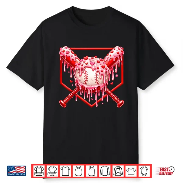 Valentines Day Baseball Boys Ice Cream Drip Heart Youth Kids Shirt