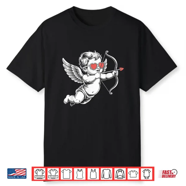 Valentines Day Cupid Angel with Heart Sunglasses Shirt
