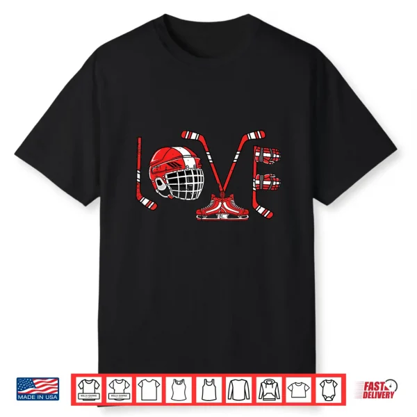 Valentines Day Love Ice Hockey Items Men Boys Kids Teens Shirt