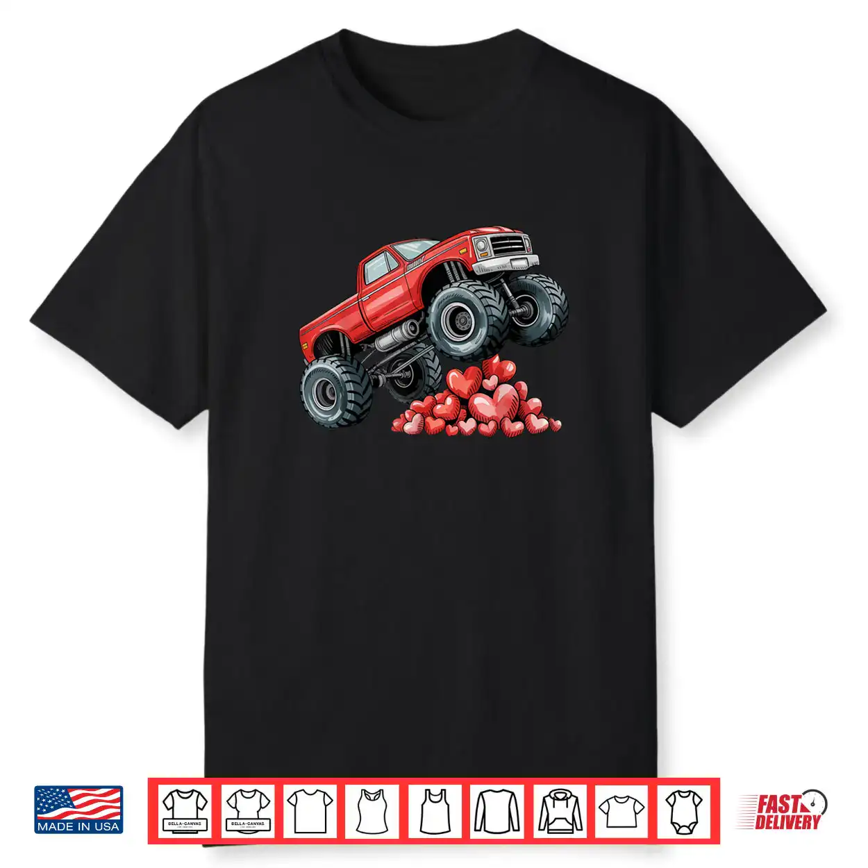 Valentines Day Monster Truck Hearts Shirt Valentines Day Monster Truck Hearts Shirt