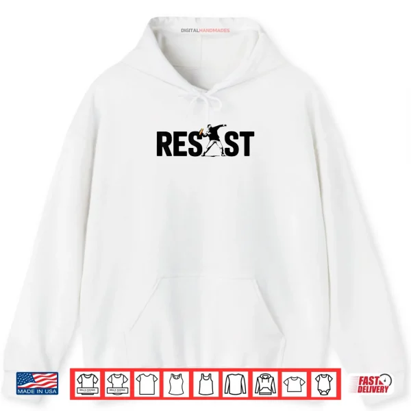 White Hoodie Sandwich Resist Guy Free DC Protest Shirt