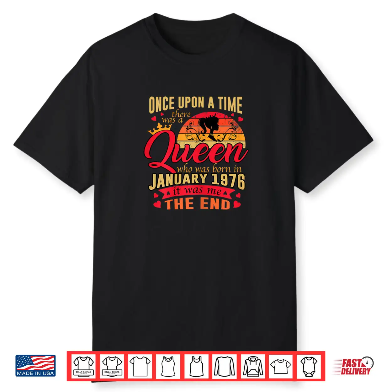 Womens 50th Birthday Gift A Queen Born in January 1976 50 Yrs Old Shirt Womens 50th Birthday Gift A Queen Born in January 1976 50 Yrs Old Shirt