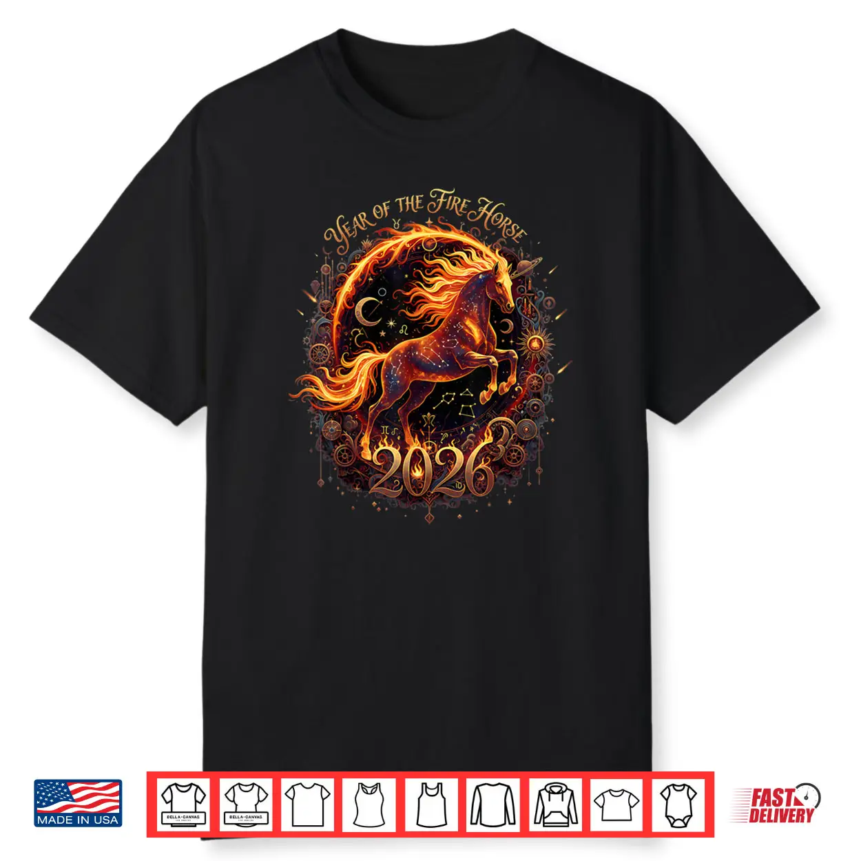 Year of The Fire Horse 2026 Lunar Chinese New Year Zodiac Shirt Year of The Fire Horse 2026 Lunar Chinese New Year Zodiac Shirt