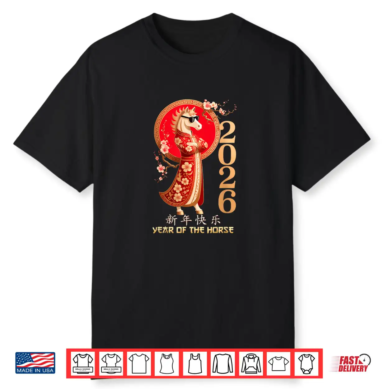 Year of The Horse 2026 Chinese Cool Sunglasses Shirt Year of The Horse 2026 Chinese Cool Sunglasses Shirt